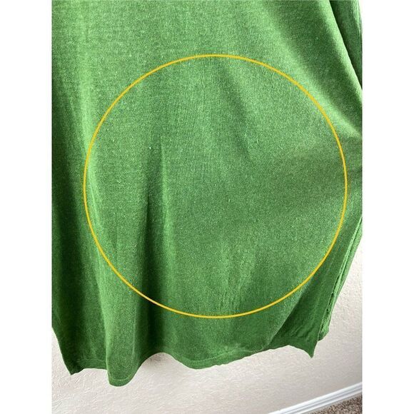 J. Jill Linen Blend V-Neck Longline Tunic Top Side Slits Large Green Lagenlook - Picture 6 of 9